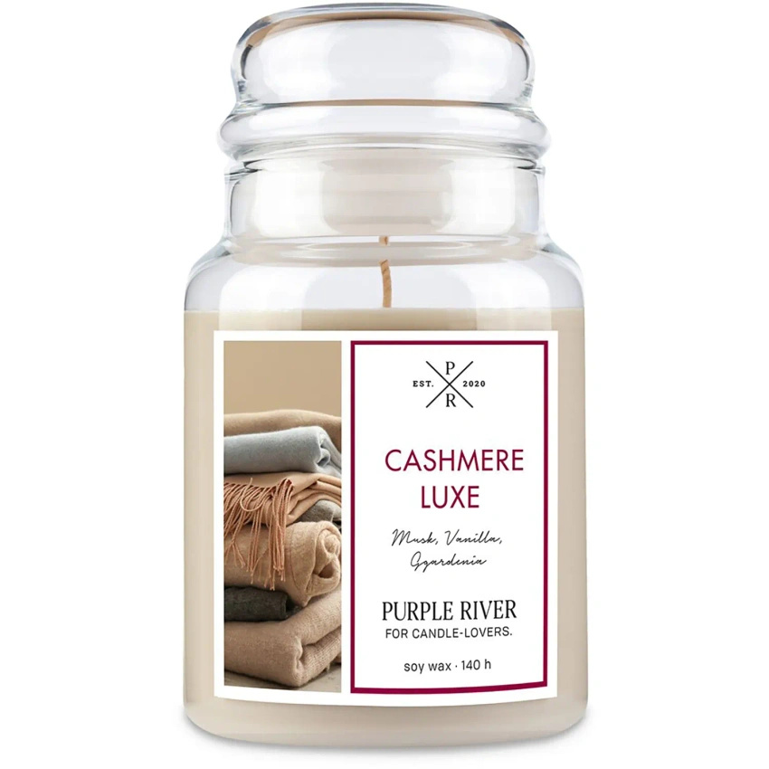 Purple River soy scented candle in glass 623 g - Cashmere Lux