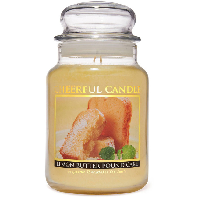 Cheerful Candle vela perfumada grande en tarro de cristal 2 mechas 24 oz 680 g - Bizcocho de Mantequilla de Limón