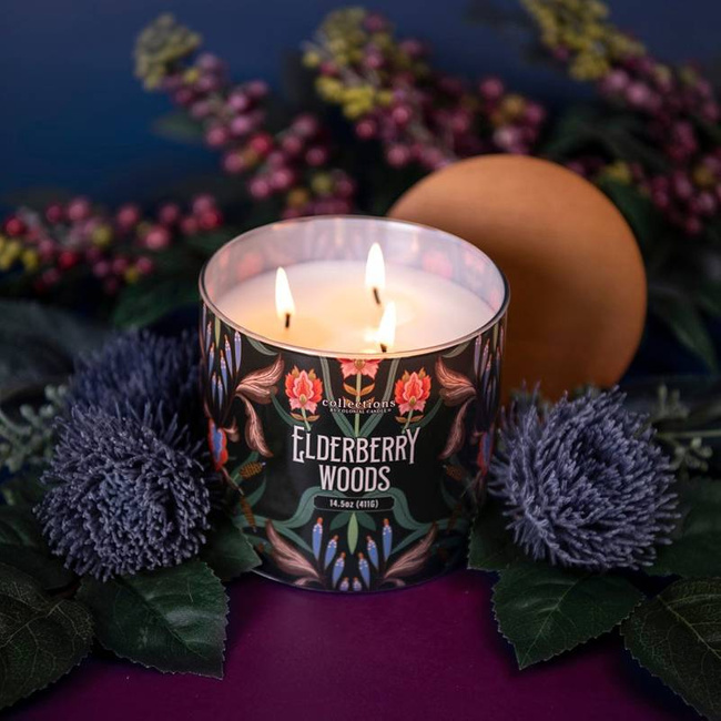 Colonial Candle Deco Collection vonná sójová sviečka v skle 3 knôty 14,5 oz 411 g - Elderberry Woods