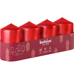 Bolsius bougies de souche 4 pcs 60/40 mm - Rouge