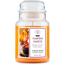 Świeca zapachowa sojowa w szkle Purple River 623 g - Pumpkin Sweets