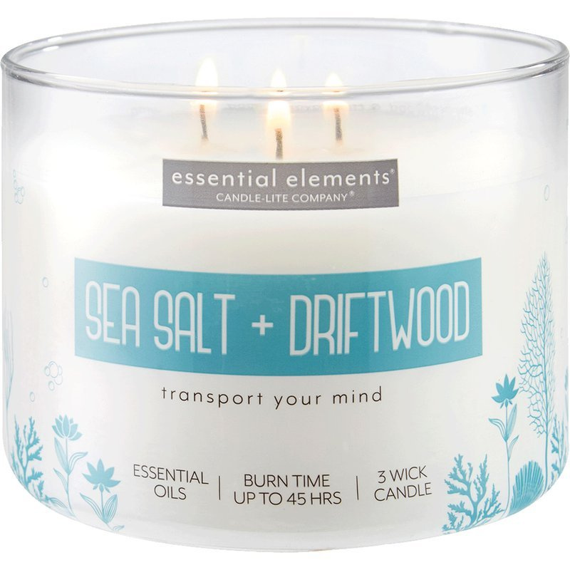 Scented candle soy with essential oils Candle-lite Essential Elements 418 g - Sea Salt Driftwood