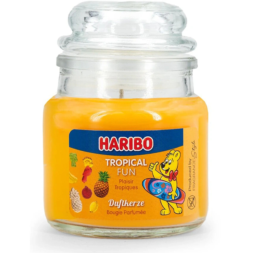 Haribo kleine geurkaars in glas 85 g - Tropical Fun
