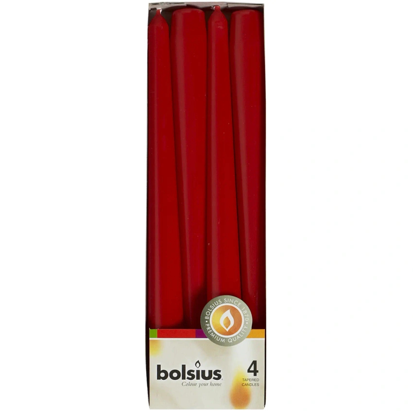 Bolsius spike candles 245/24 mm 4 pcs - Red