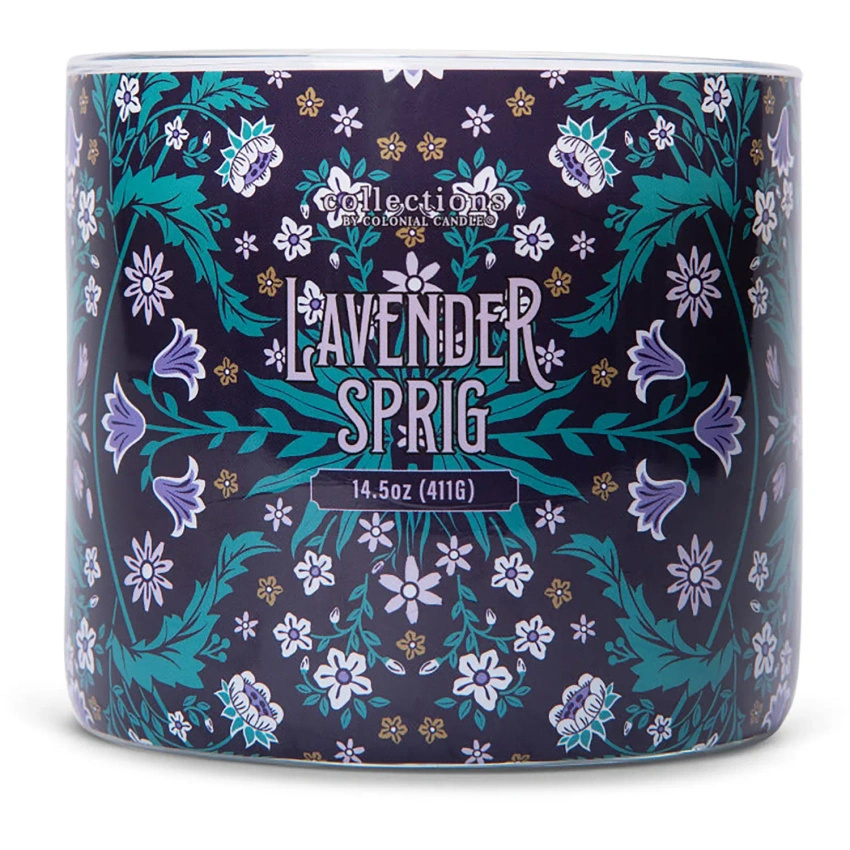 Colonial Candle Deco Collection soy scented candle in glass 3 wicks 14.5 oz 411 g - Lavender Sprig