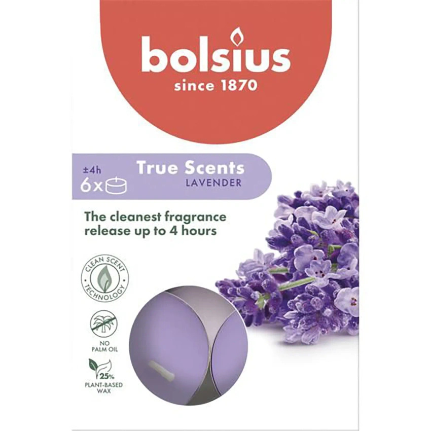 Bolsius True Scents tealight profumati 6 pezzi - Lavanda