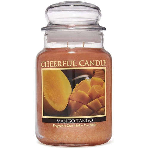 Cheerful Candle grande bougie parfumée en pot de verre 2 mèches 24 oz 680 g - Mango Tango