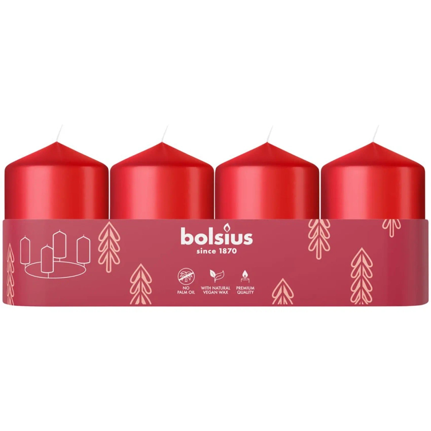 Bolsius candele per ceppi 4 pezzi 60/40 mm - Rosso