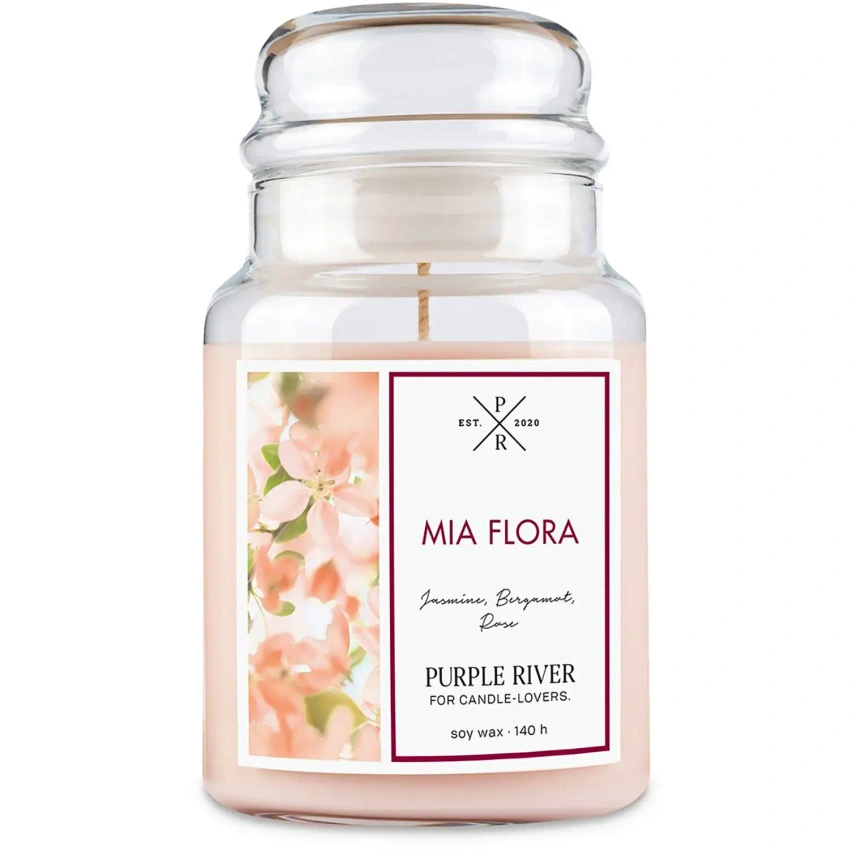Purple River vela perfumada de soja en vidrio 623 g - Mia Flora
