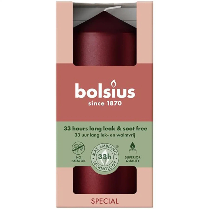 Bolsius Essentials vela cilíndrica metalizada 120/58 mm - Metallic Red